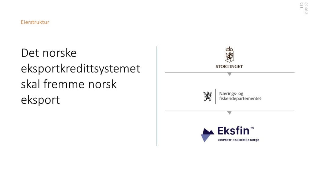 Stortinget, nærings- og fiskeridepatementet, Eksfin